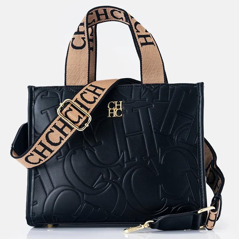 Sac à main pour femme CH Fashion, imprimé monogramme, logo métallique de haute qualité, décontracté,