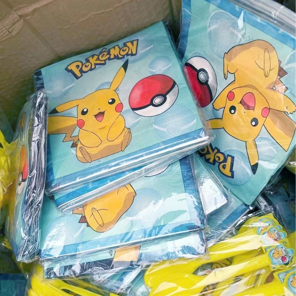 Décorations de fête d'anniversaire Pokemon, vaisselle en papier, assiettes, serviettes, tasses, napp