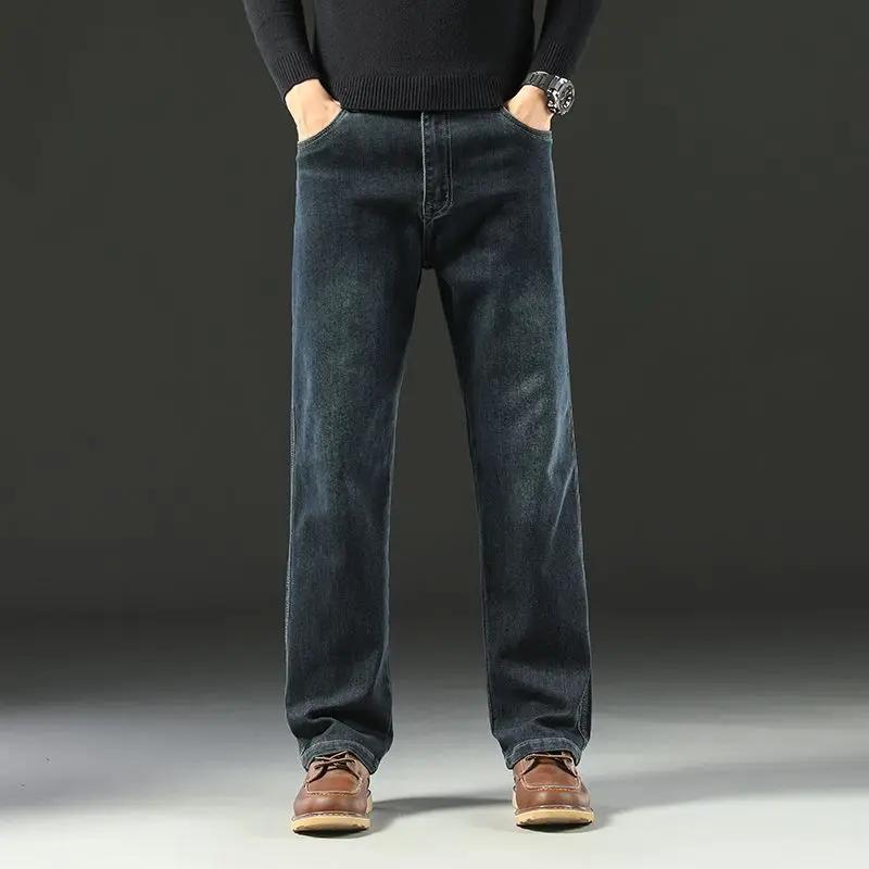 Jean Baggy pour hommes, pantalon en Denim, décontracté, droit, extensible, polyvalent, jambes larges