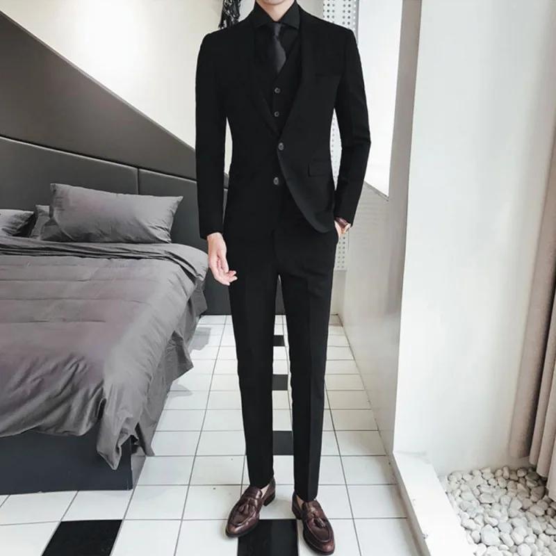 Nouveau Style costumes (Blazer + gilet + pantalon) hommes mode affaires mariage Gentleman complet en