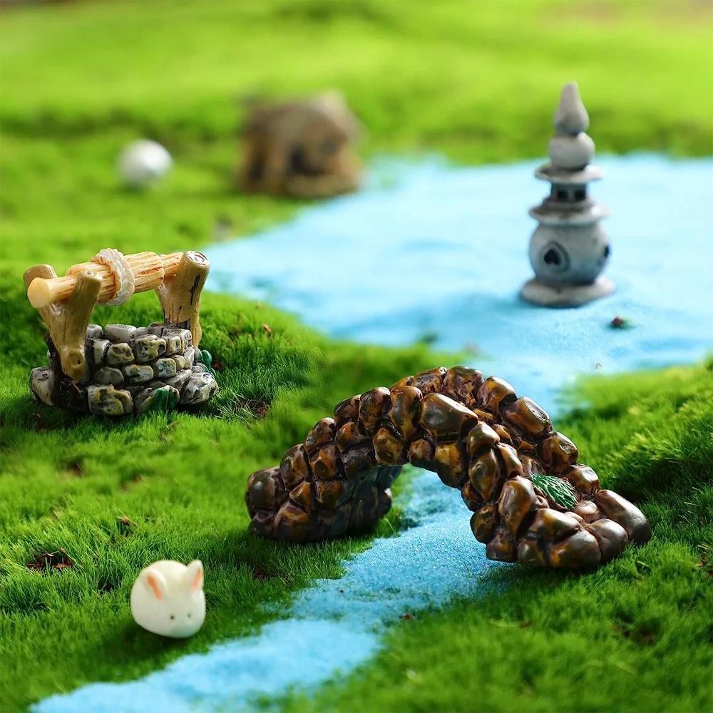 Accessoires de jardin féerique de paysage Miniature, Mini phare, pont de puits d'eau, ornement de ch
