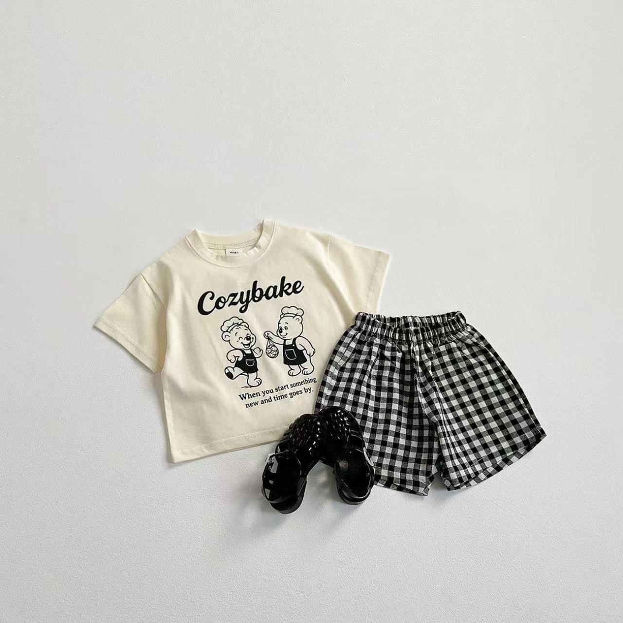 2025 nouveaux vêtements d'été costume à manches courtes imprimé dessin animé T-shirt + Shorts enfant