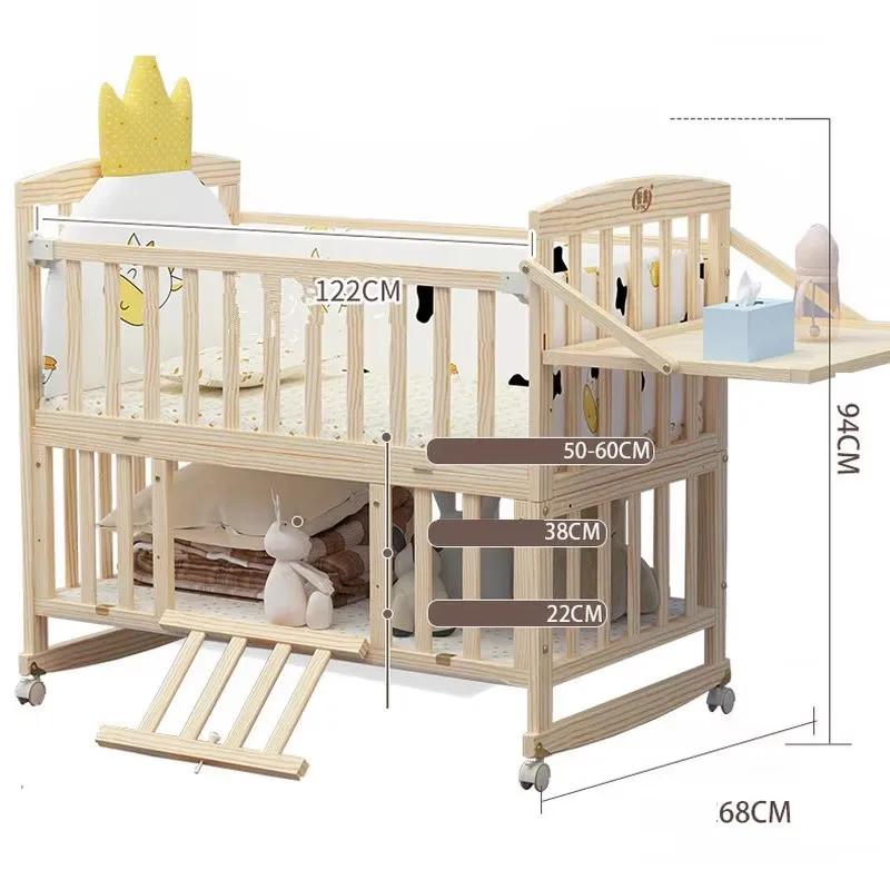 Lit bébé en bois de pin massif, lit double multifonctionnel, extensible jusqu'à 168 cm, adapté aux e