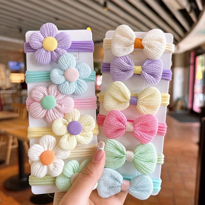 12 pièces nouveau coupe cheveux cravates princesse douce fleur arc filles femmes élastiques bandes d
