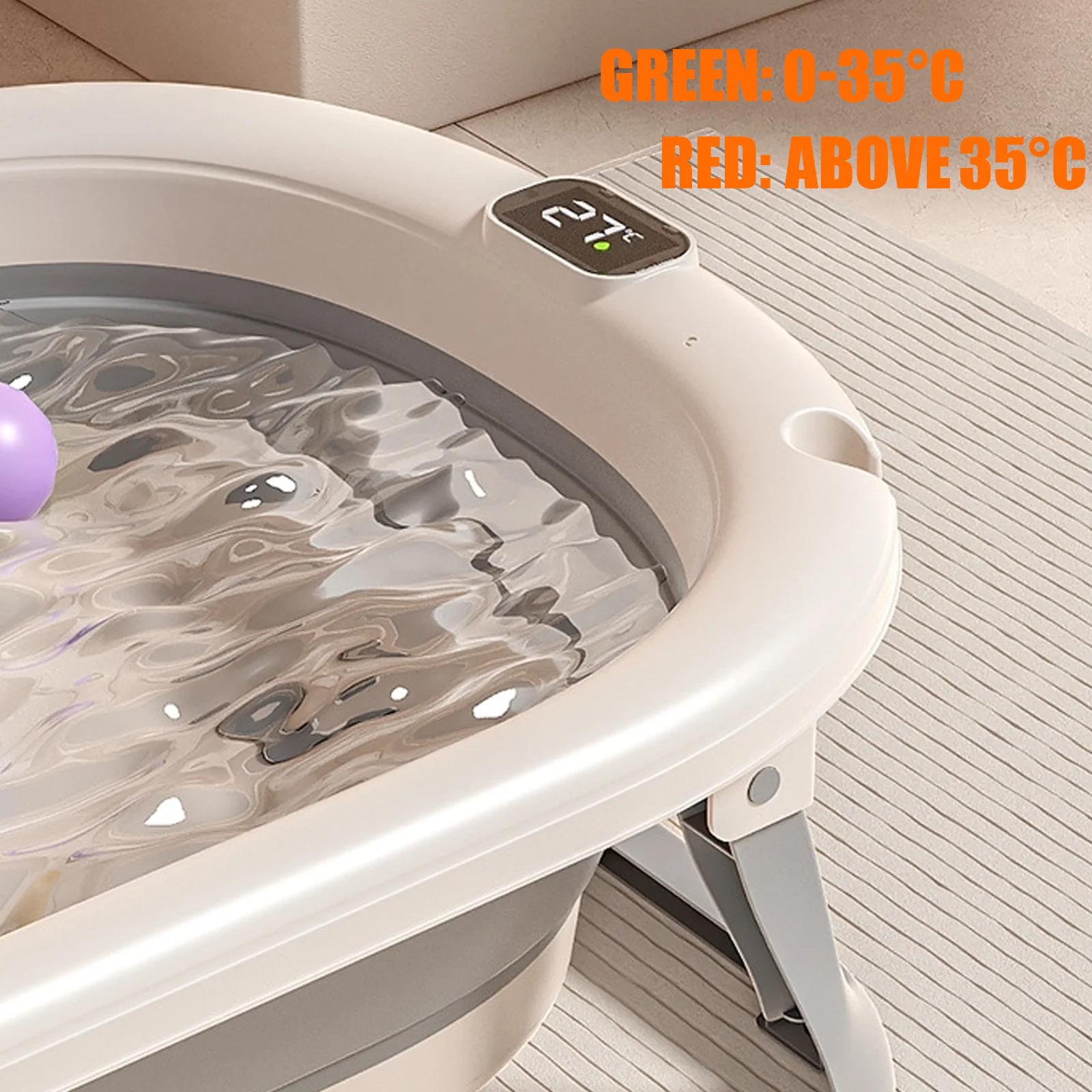 Baignoire bébé pliable avec coussin thermomètre intégré cadeau naissance fille garçon gris rose kaki vert