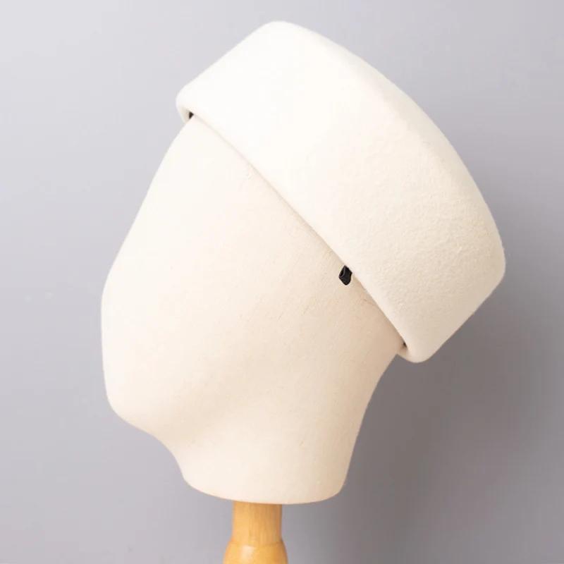 Vintage dur haut plat Fedoras chapeaux femmes 100% laine feutre bérets chapeau mariage Fascinator ca