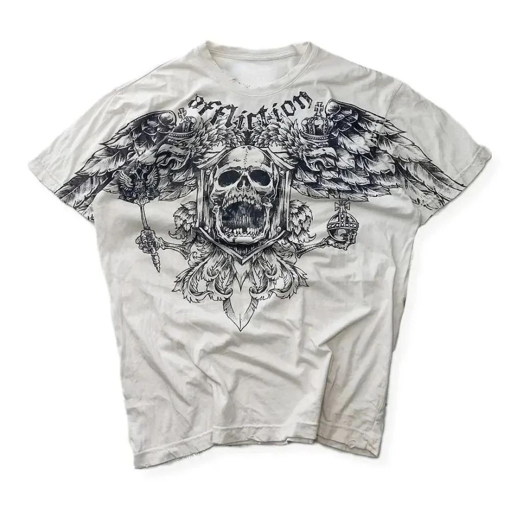 T-shirt col rond confortable et respirant pour hommes européens et américains, haut d'été gothique a