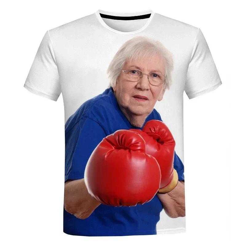 T-shirt décontracté imprimé en 3D pour femme, haut créatif, drôle, mignon, grand-mère, rouge, lécher