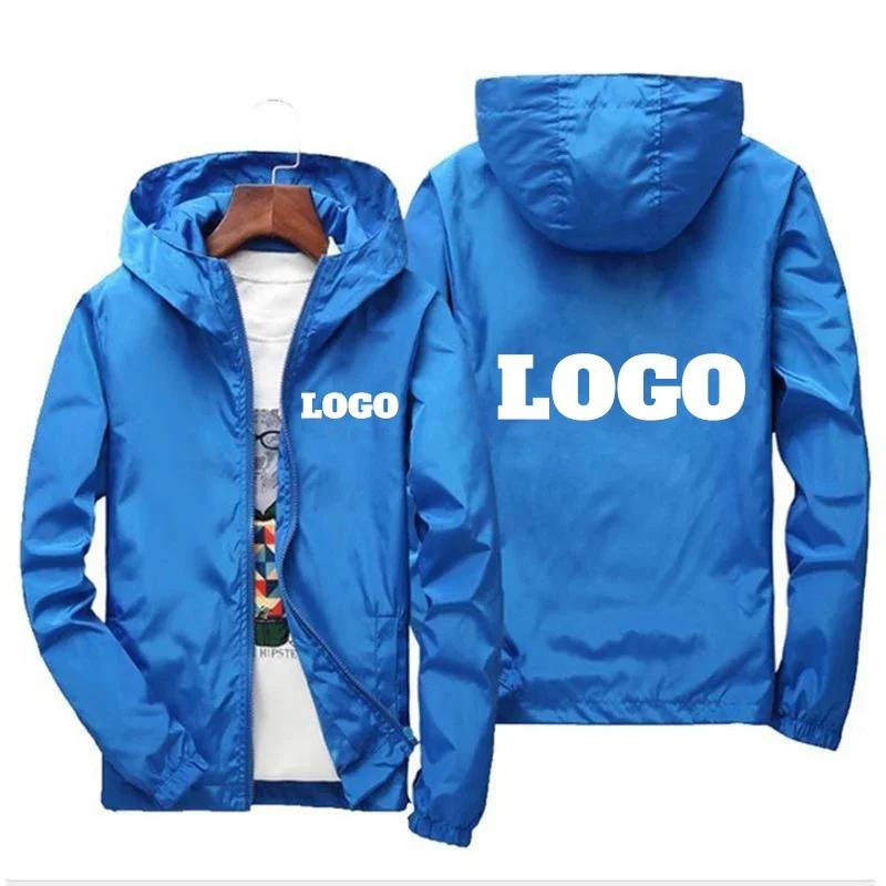 Veste imperméable avec logo de marque personnalisé pour hommes, coupe-vent chaud, vêtements décontra