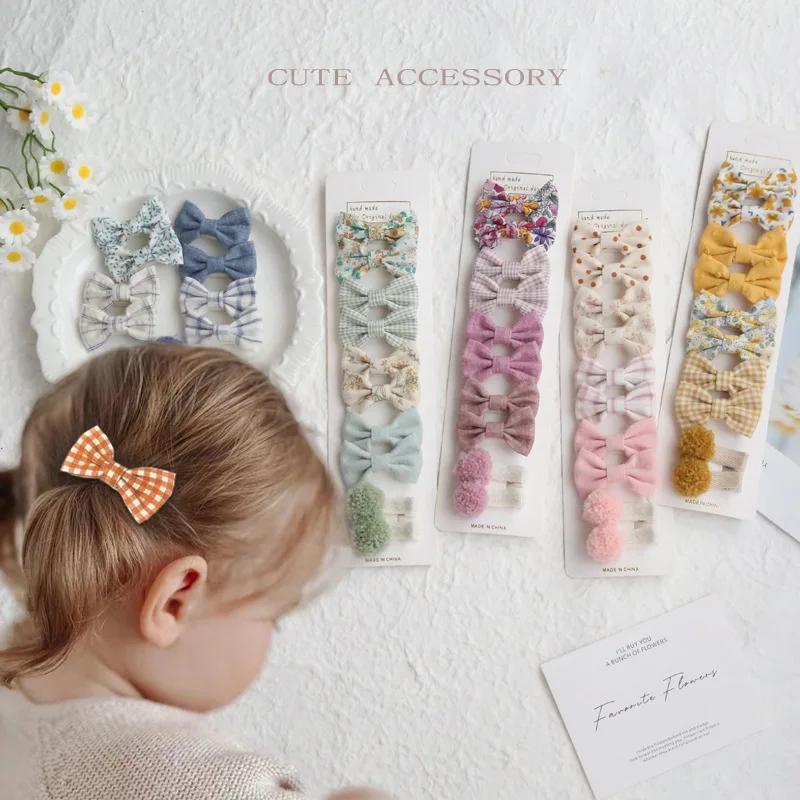 Pinces à cheveux avec nœuds pour enfants, 20 pièces/ensemble, Barrette Boutique, tissu à couverture 