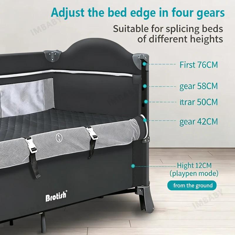 IMBABY-Lit bébé portable multifonctionnel avec table à langer, berceau à bascule pour enfants, lit n