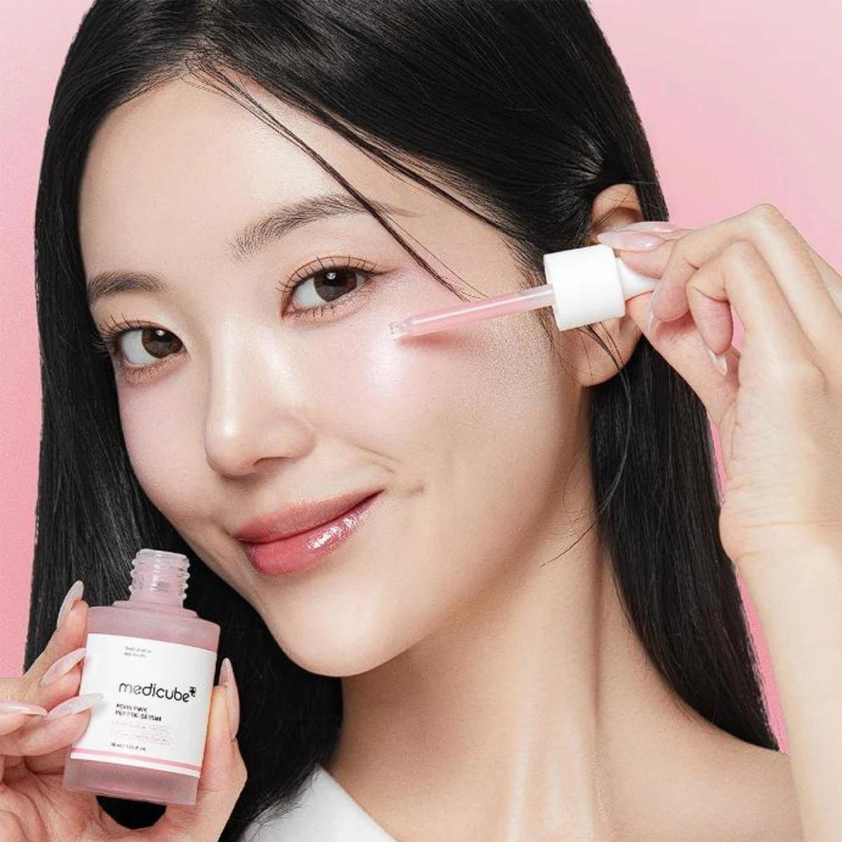 Sérum au peptide rose PDRN à l'ADN de saumon Medicube, lisse et à absorption rapide, rafraîchissant 