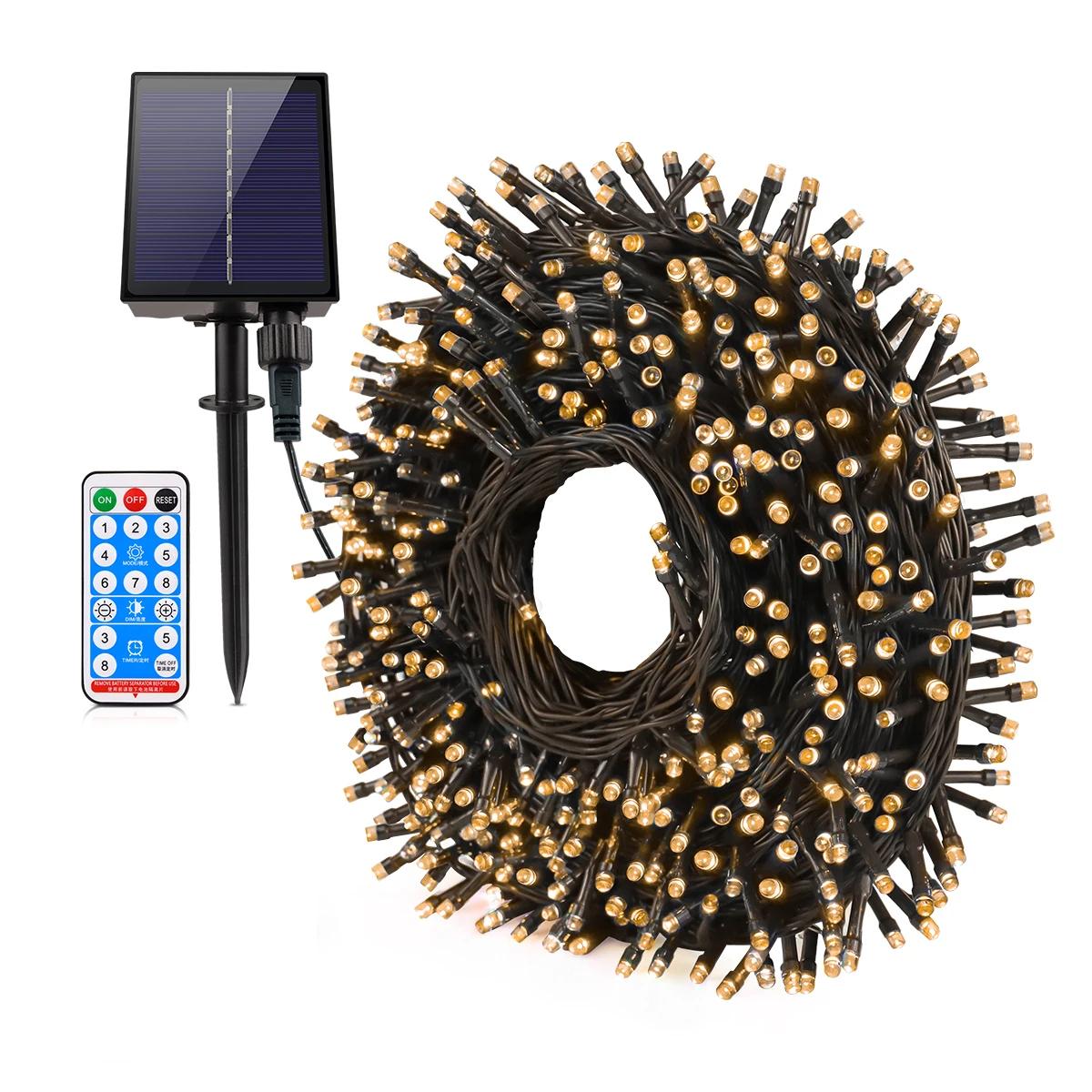 100M 1000 LEDs Charge rapide solaire LED fée lumière LED étanche extérieur chaîne lumières guirlande