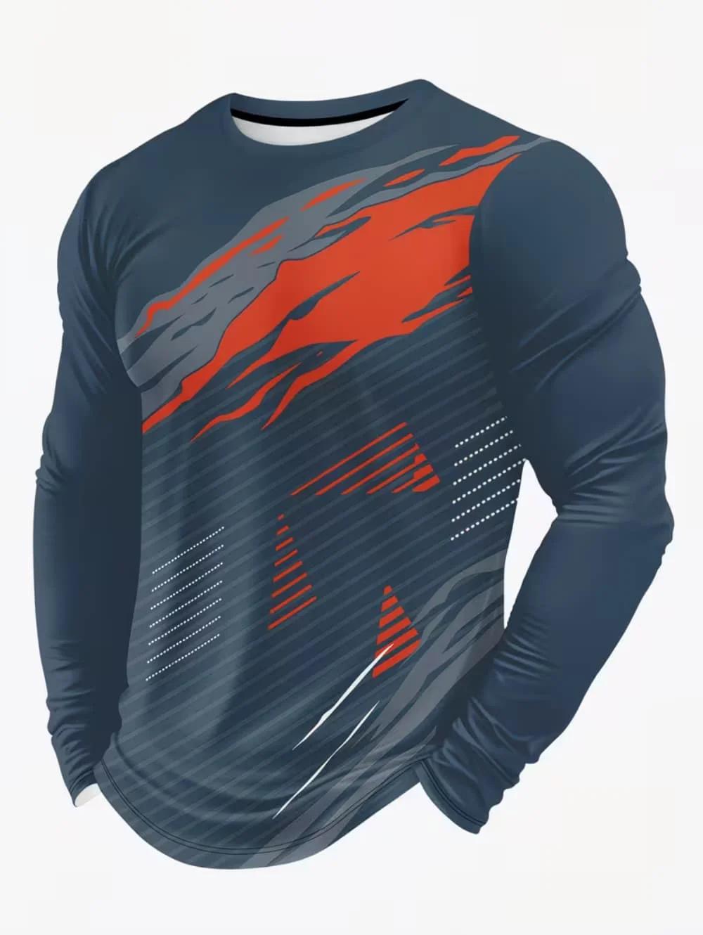 T-shirt vintage à manches longues pour homme, imprimé rayures, haut tendance printemps-automne, t-sh