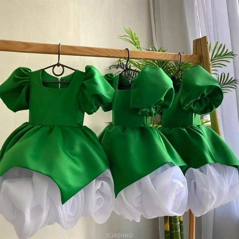 Robes florales 3D élégantes pour filles, tenue de réception pour le Nouvel An, costume d'anniversair