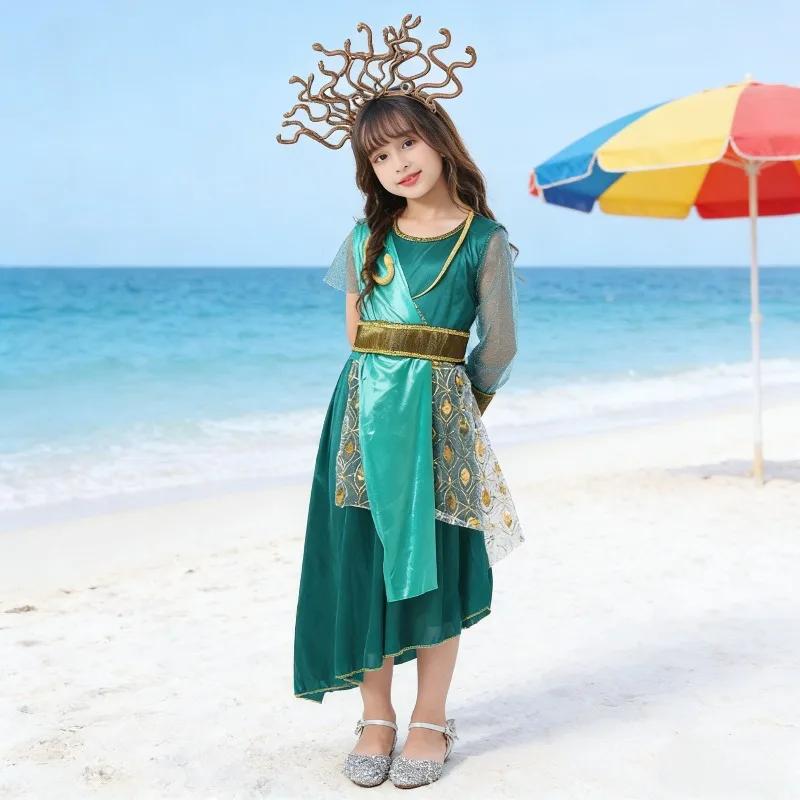 Costume d'Halloween pour enfants, personnage de film Gorgon de la mythologie grecque, cosplay de fêt