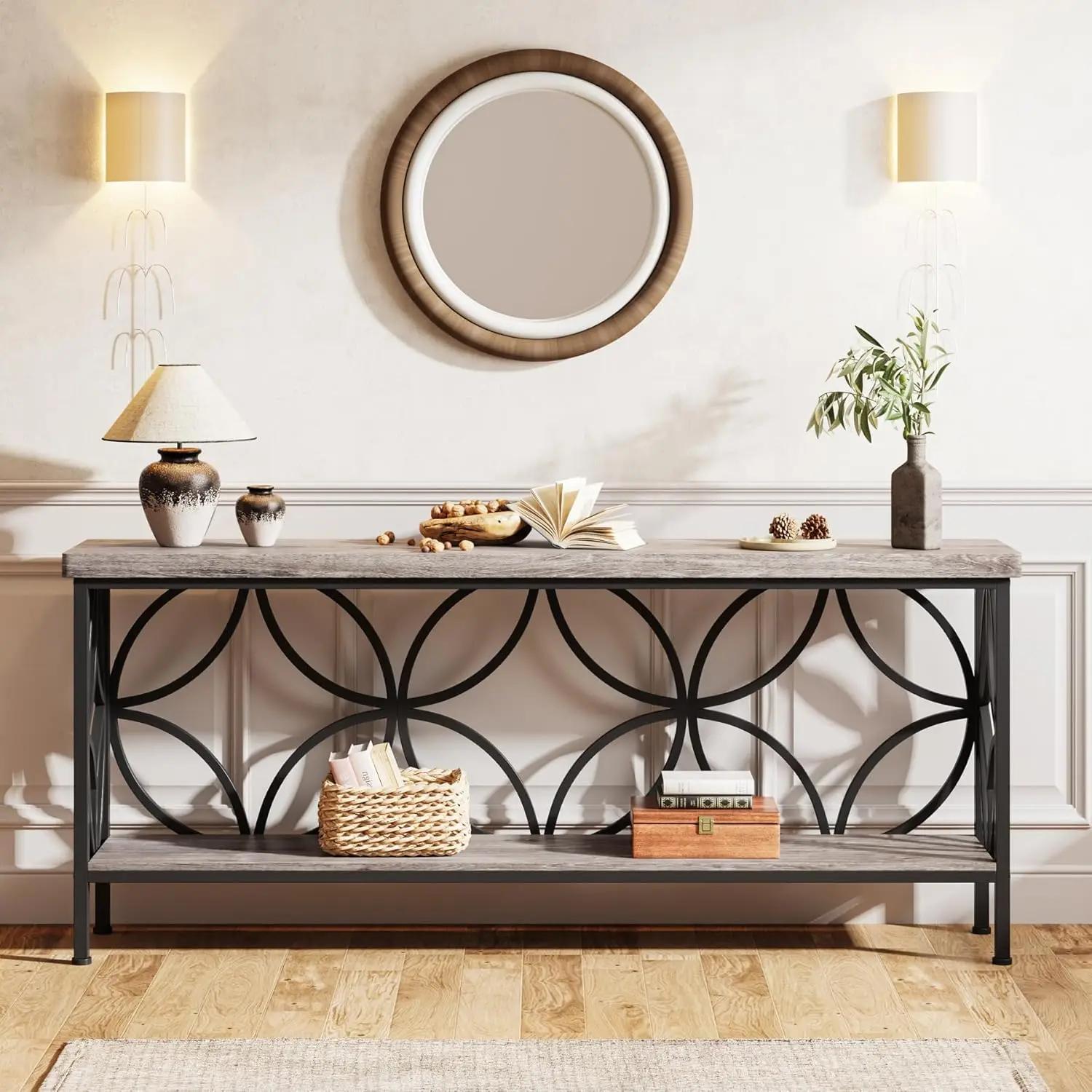 Table de canapé étroite de 70 à 9 pouces, table de canapé longue industrielle derrière le canapé, ta