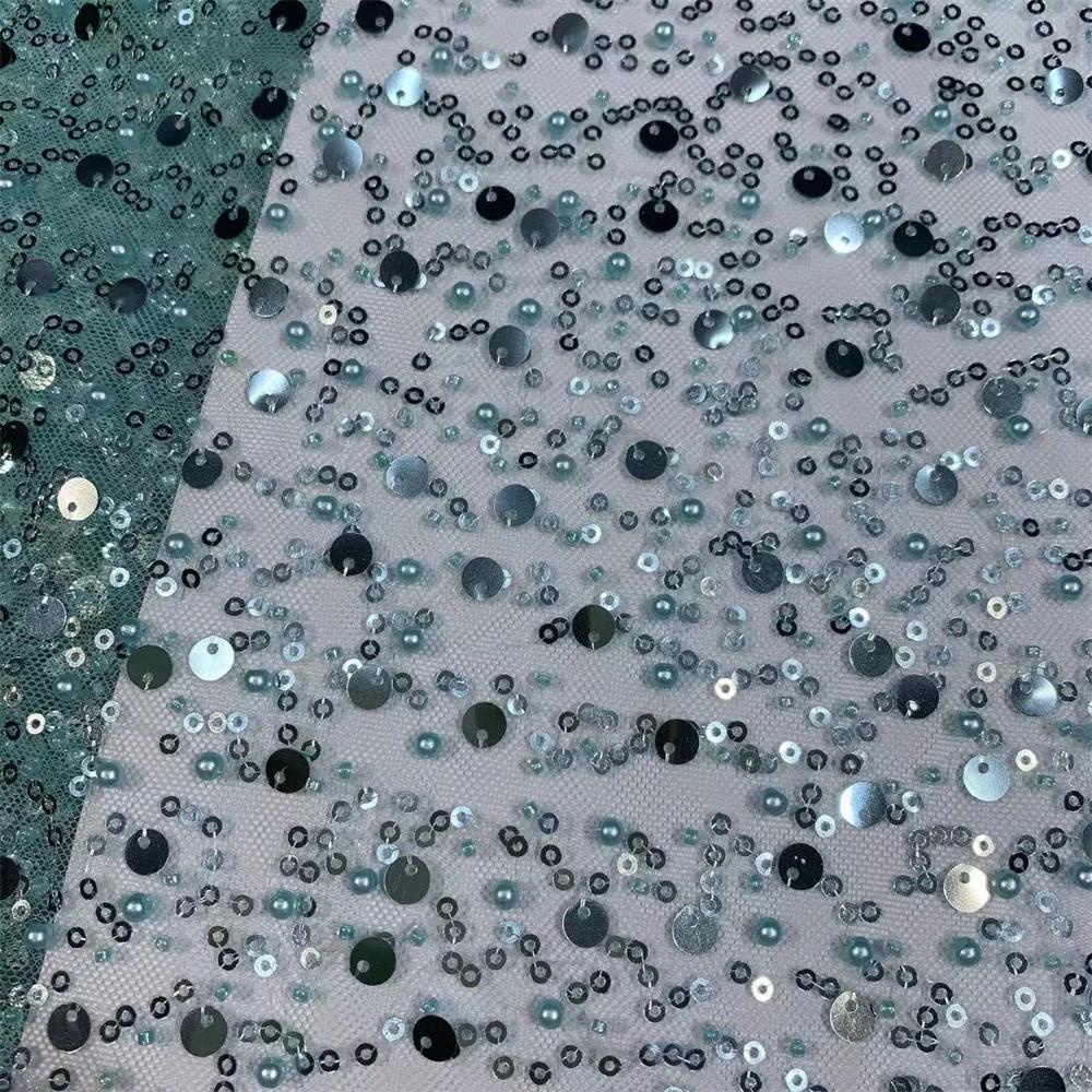 Tissu de dentelle française de luxe en maille avec perles 2026, dentelle africaine nigériane de haut