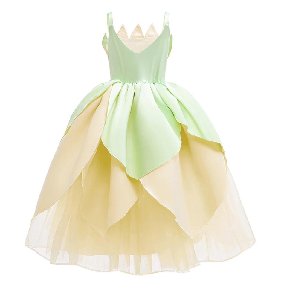 Costume princesse Tiana LED floral - Robe Cosplay Halloween Noël pour filles 2-11 ans