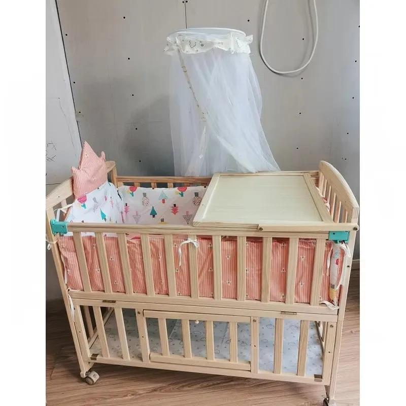 Lit bébé en bois de pin massif, lit double multifonctionnel, extensible jusqu'à 168 cm, adapté aux e