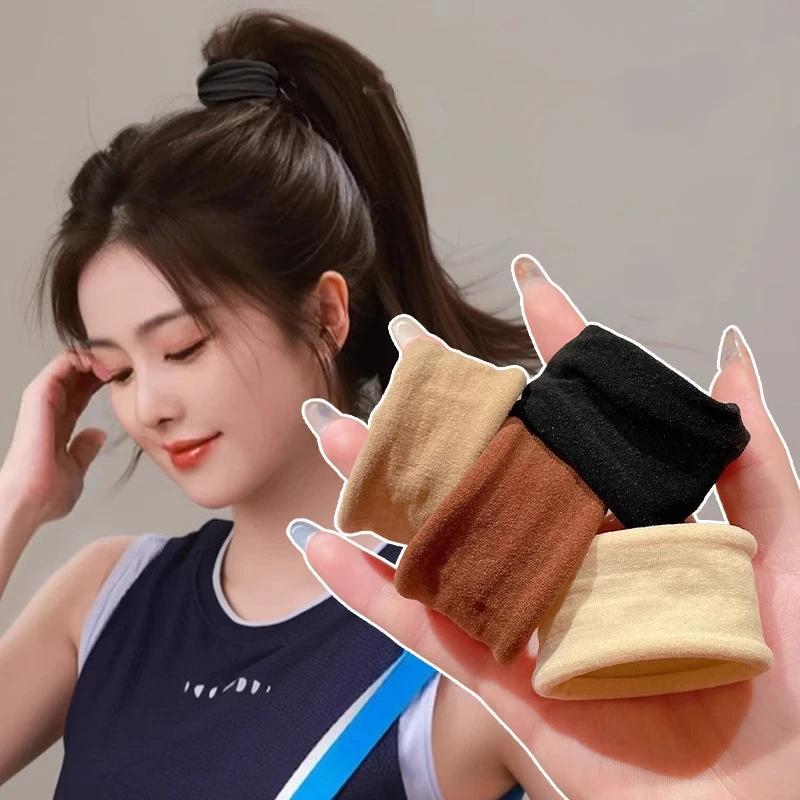4/5 ensemble solide élargir épaissir bandeau de cheveux cordes femmes élastique pour queue de cheval