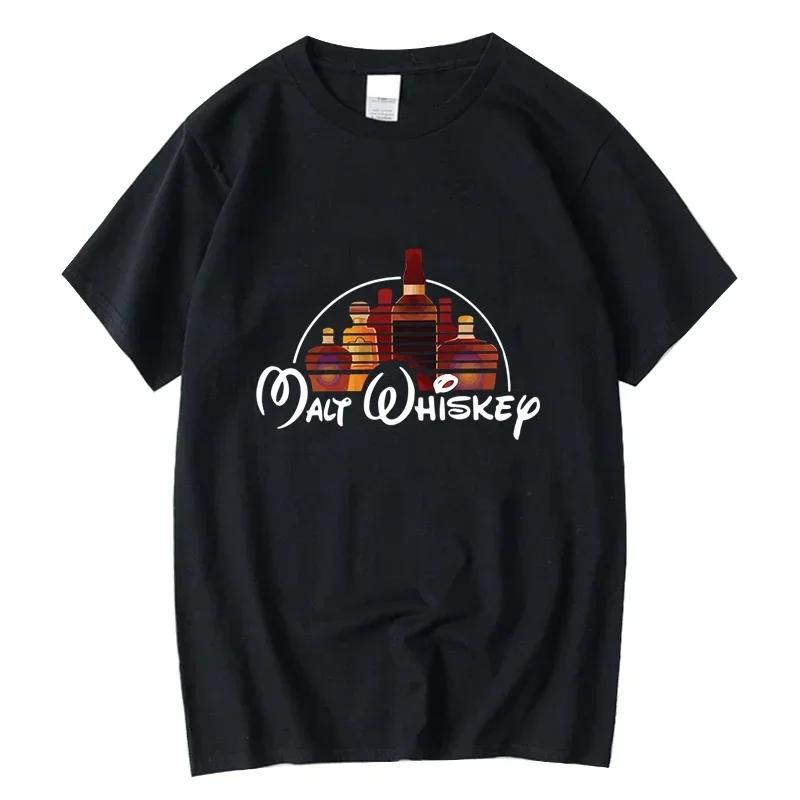 T-shirt d'été pour hommes 100% coton drôle malte whisky imprimé été ample col rond Cool T-shirt pour
