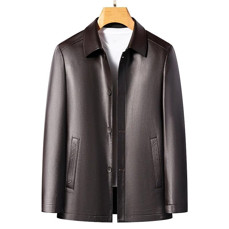 YN-2582 printemps nouveau manteau en cuir véritable bouton haut de haute qualité manteau en peau de 