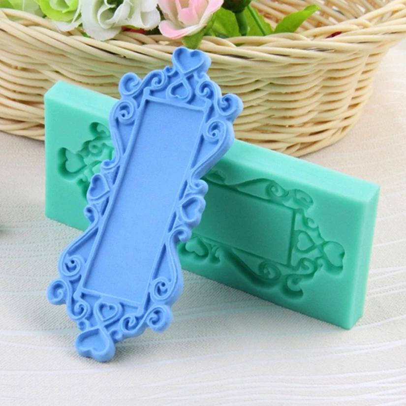 Moule en silicone pour cadre photo et miroir, outils de résine, moule à cupcakes pour sugarcraft, ou