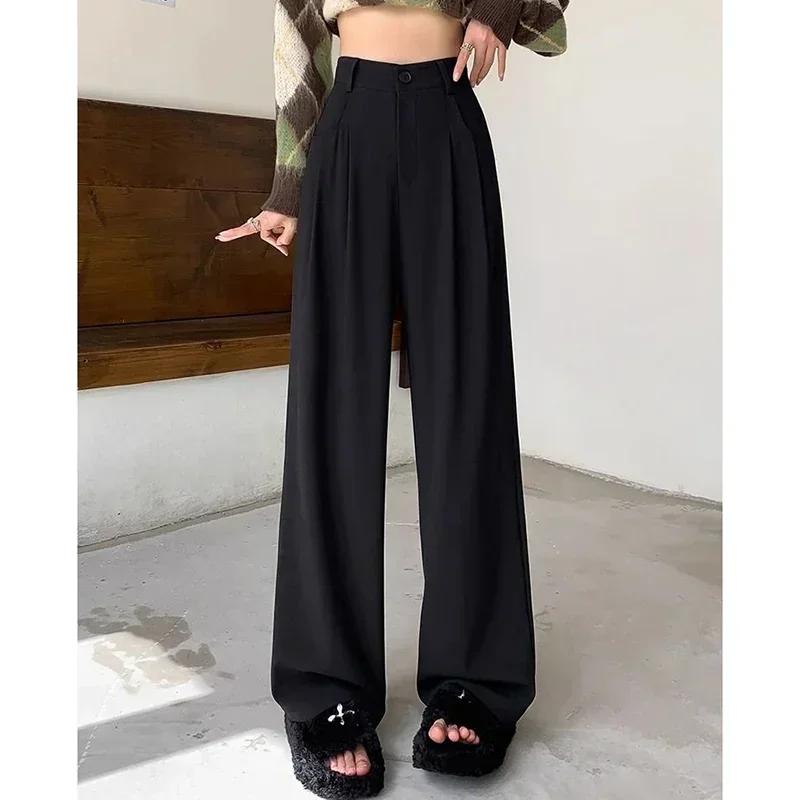 Femmes mode costume pantalon dame respirant Baggy taille haute jambe large pantalon d'été dame jambe