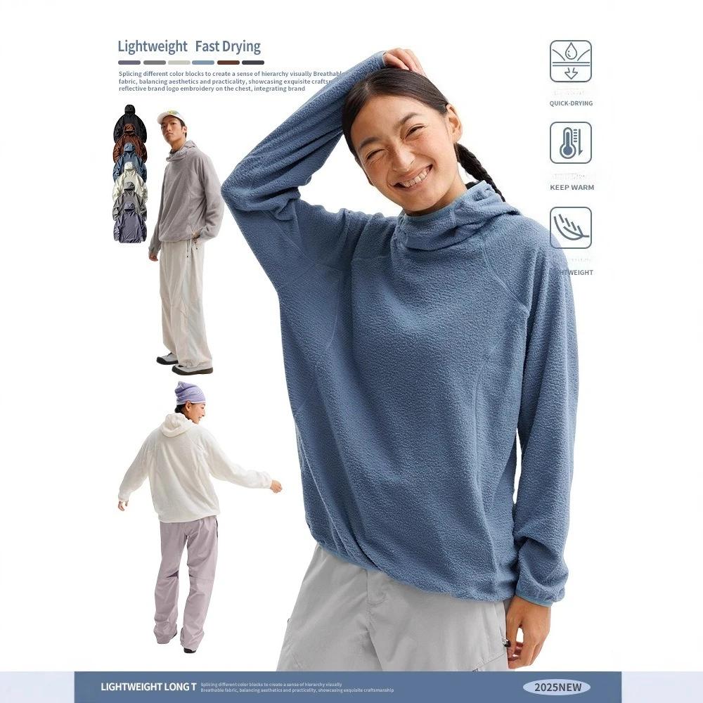 Chemise unisexe légère à capuche en velours nuage à séchage rapide pour les sports de plein air : ca