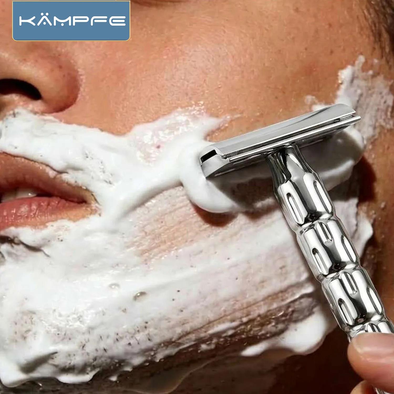Rasoir de sécurité manuel à double tranchant KAMPFE CNC pour hommes et femmes, en acier inoxydable a