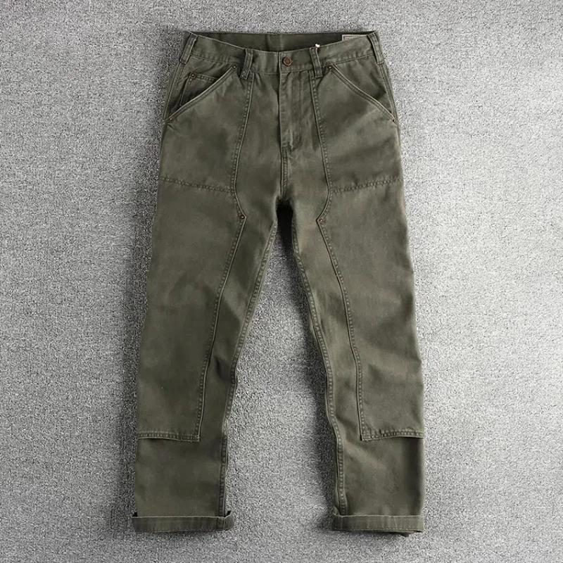 Salopette épaisse pour homme, pantalon droit rayé bleu teint, reproduction tendance, pantalon de cou