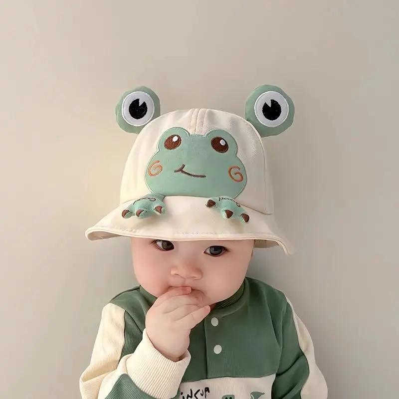 Chapeau de bébé petite grenouille mignon pour la protection solaire, chapeau de pêcheur pour enfants
