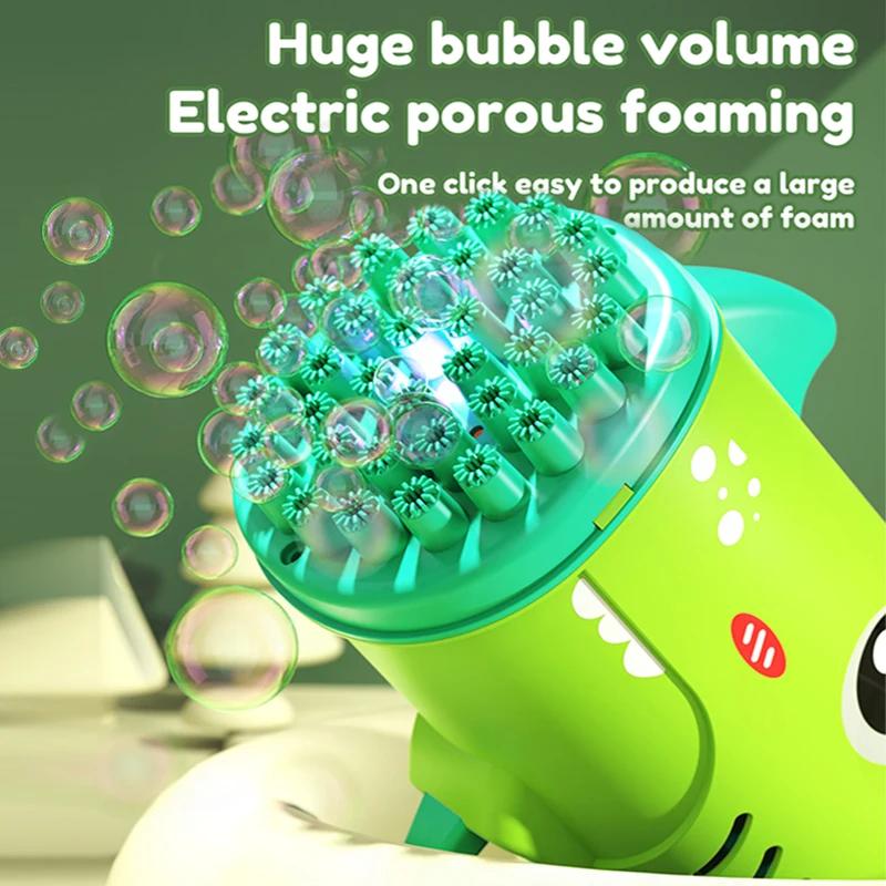 Jouet à bulles portatif pour enfants, 35 trous, dinosaure, machine à bulles électrique de dessin ani