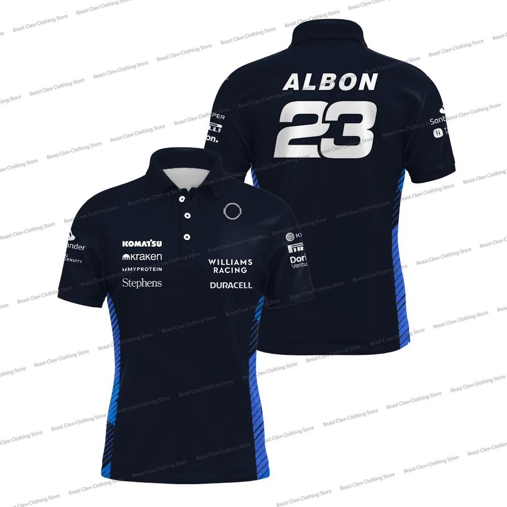 Nouveau Polo Williams Carlos Sainz 55 Alex Albon 23, T-shirt de course à séchage rapide, Haut de spo