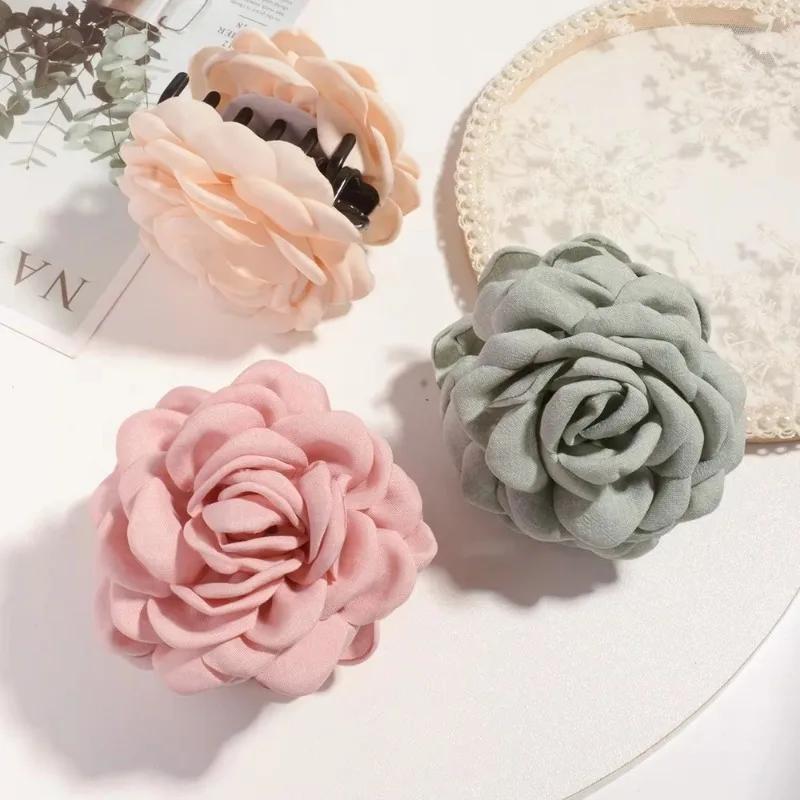 Pinces à cheveux en tissu de coton pour femmes, 16 couleurs, taille moyenne, fleur de Rose, pince à 