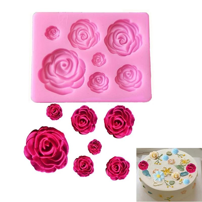 Moule en Silicone en forme de feuille de fleurs, pétales de Rose, décoration de cuisson de gâteaux, 