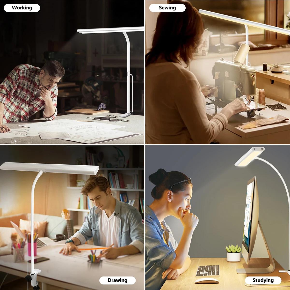 Lampe de bureau LED à col de cygne flexible réglable, lampe de bureau attentive pour les yeux, grada