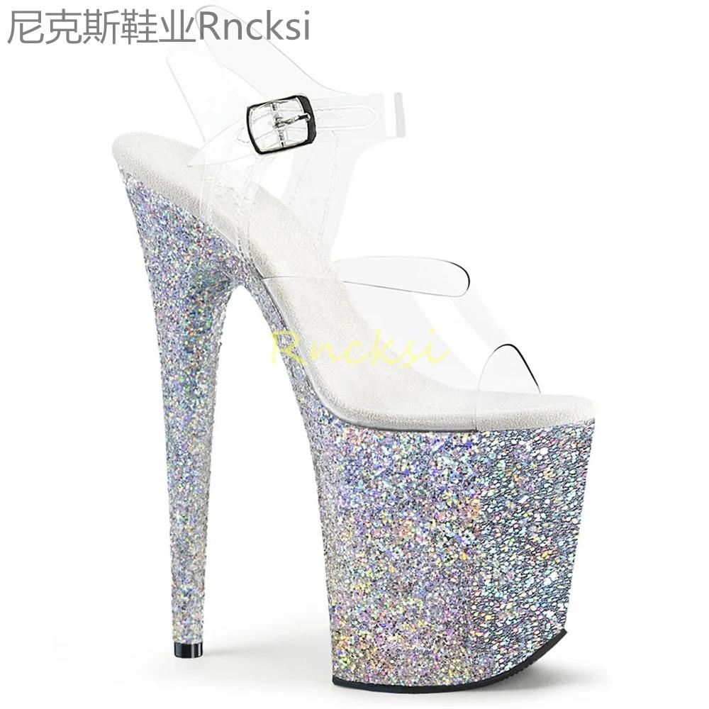 Sandales à talons hauts pour femmes, talons aiguilles, talons super hauts, mot transparent, sexy, no