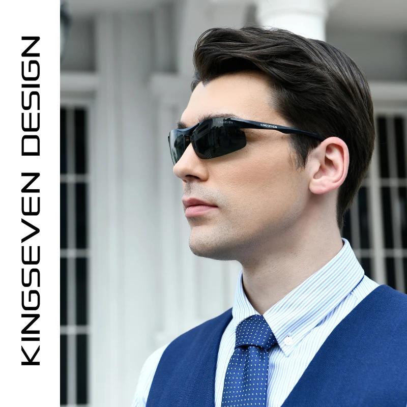 Véritable KINGSEVEN polarisé hommes lunettes de soleil en aluminium conduite miroir lentille mâle lu