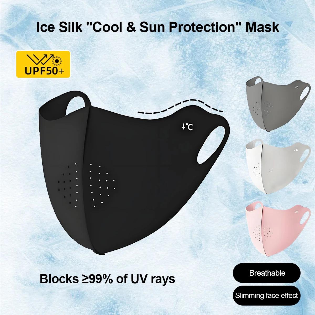 Masque Rafraîchissant en Soie Glacée pour Femme et Homme – Protection Solaire Légère, Lavable et Res