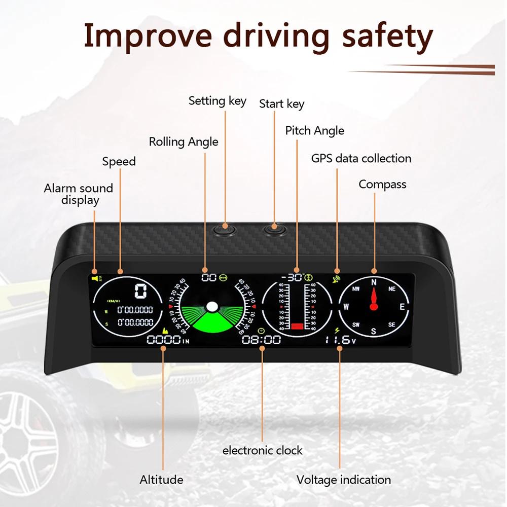 X90 GPS vitesse PMH KMH compteur de pente intelligent inclinomètre boussole de voiture HUD pas d'inc