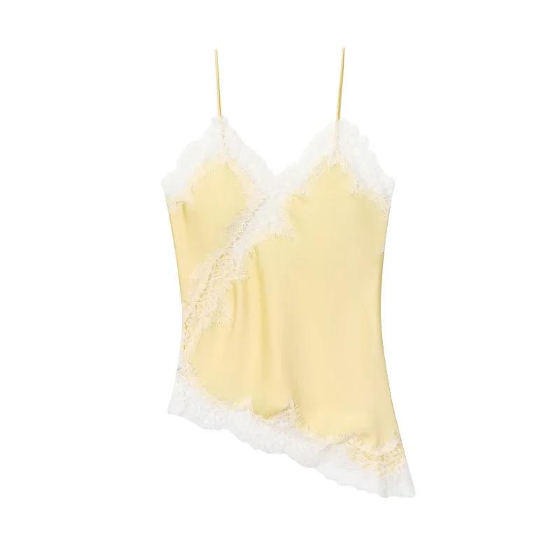 MUJER femmes hauts noir dentelle haut femme Sexy dos nu hauts pour femmes Camisole hauts sans manche