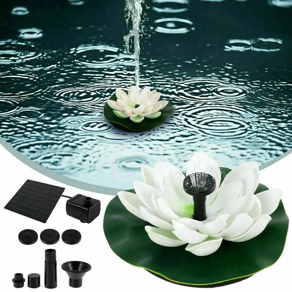 Mini fontaine à eau solaire flottante en forme de Lotus, décoration d'étang, cascade, bain d'oiseaux