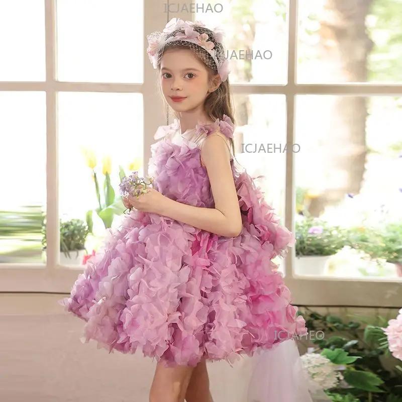 Nouvelle Robe de Cérémonie pour Filles, Robe de Princesse à Fleurs pour Anniversaire, Tenue de Fête 