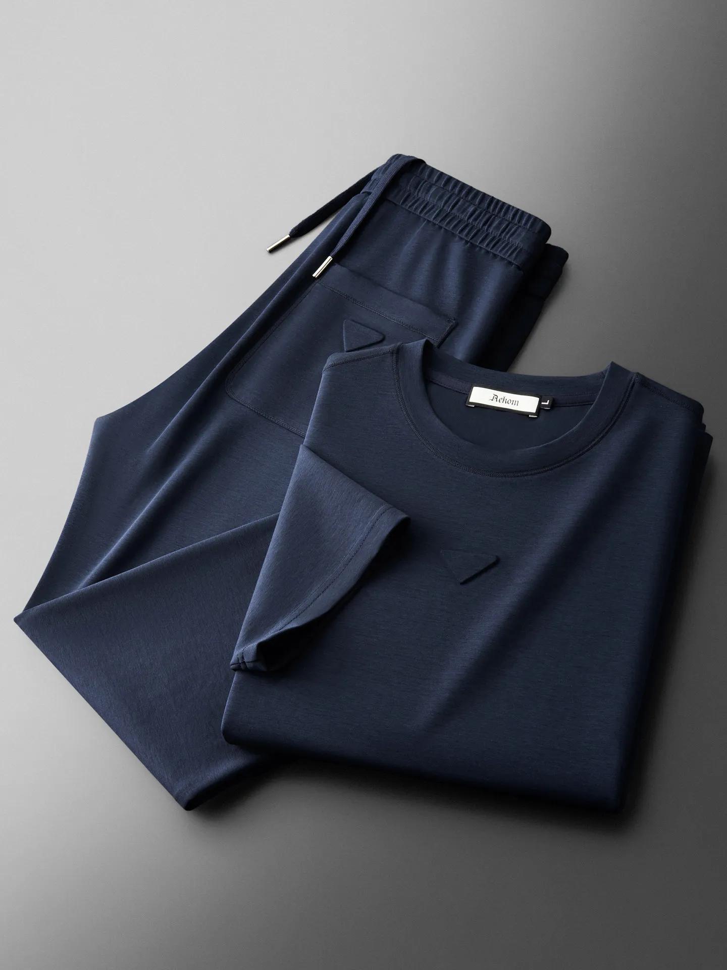 Ensemble deux pièces en coton modal doux pour homme, manches courtes, col rond, style sport décontra