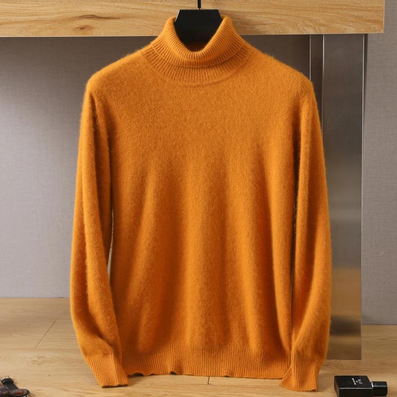 Pull à col roulé en cachemire de vison pour homme, ample, tricoté, grande taille, garde au chaud, au