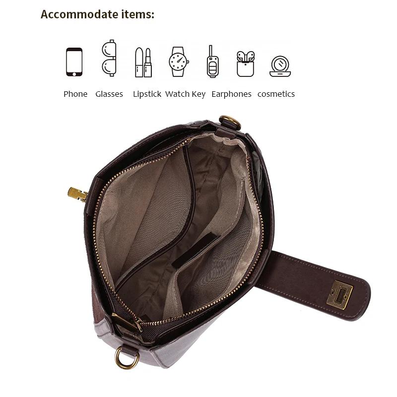 Sac à bandoulière en cuir de vache véritable pour femmes, sac à main en cuir véritable de vache soup