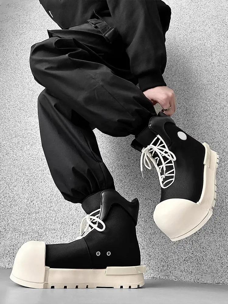 Niche Couple pain à la mode grande tête haut hommes et femmes plate-forme rehaussant bottes américai