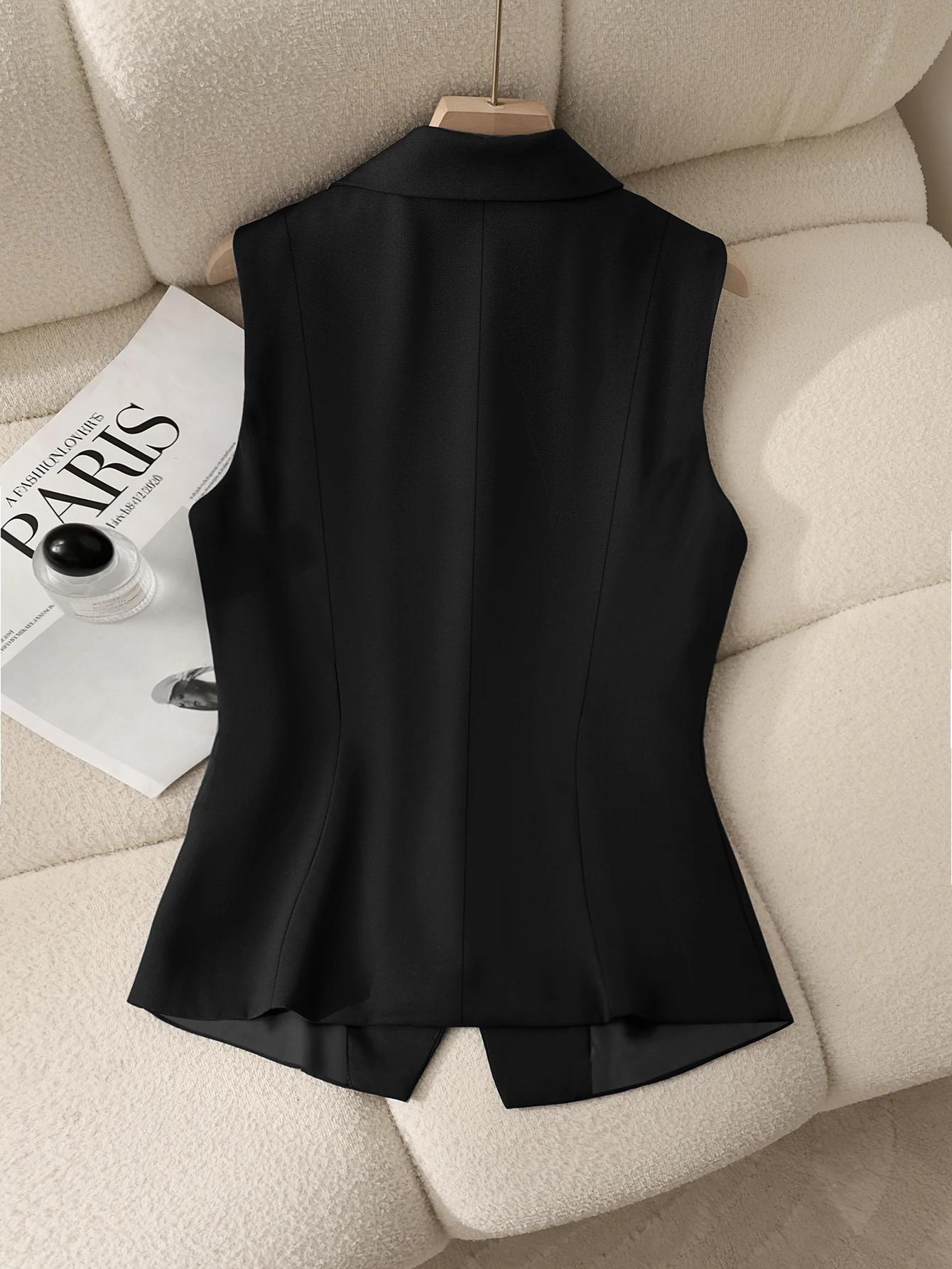 Gilet de costume pour femmes, gilet formel, coupe cintrée, veste Blazer sans manches pour le bureau,